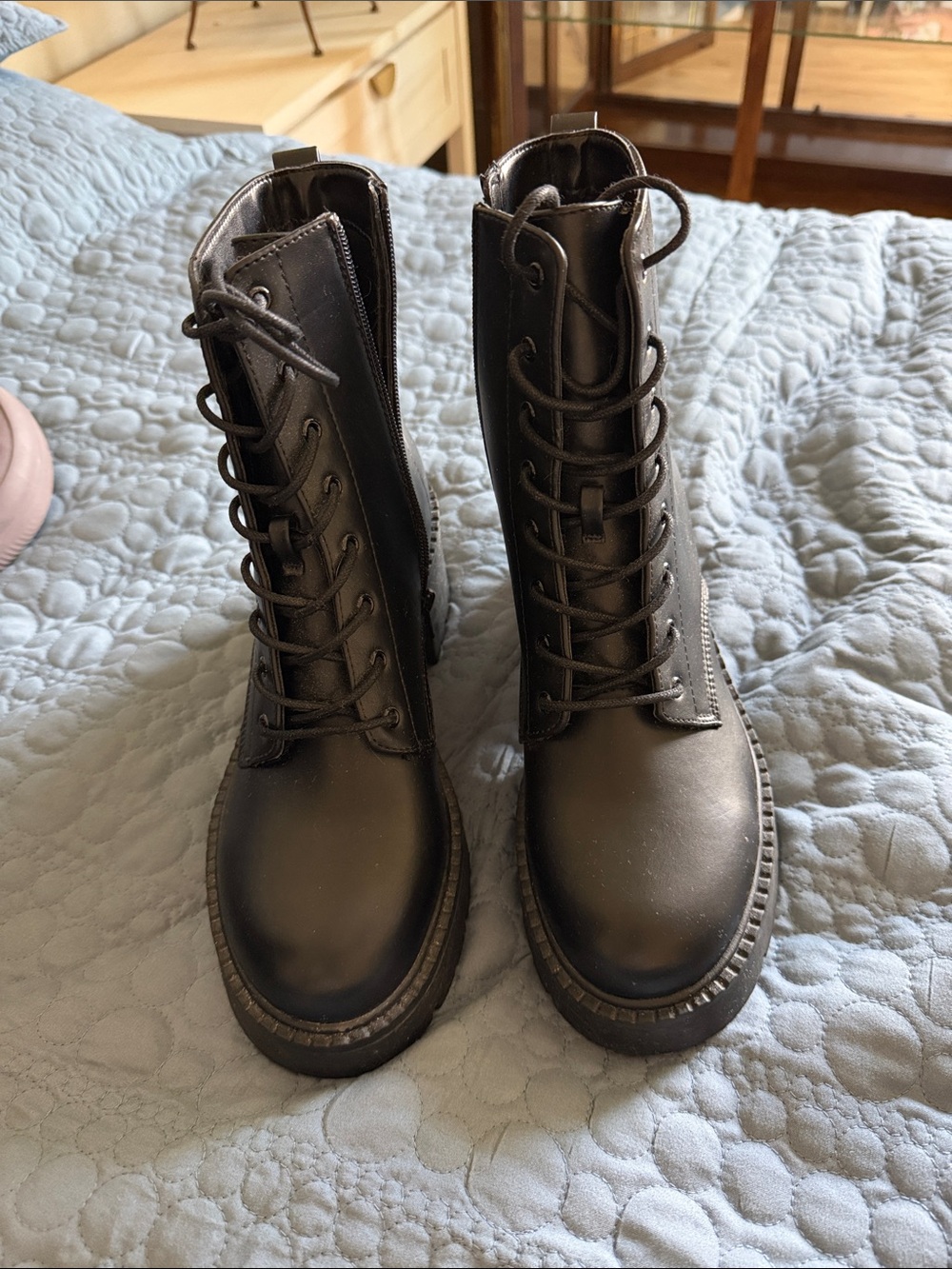 Madden Girl Black Lace-Up Combat Boots